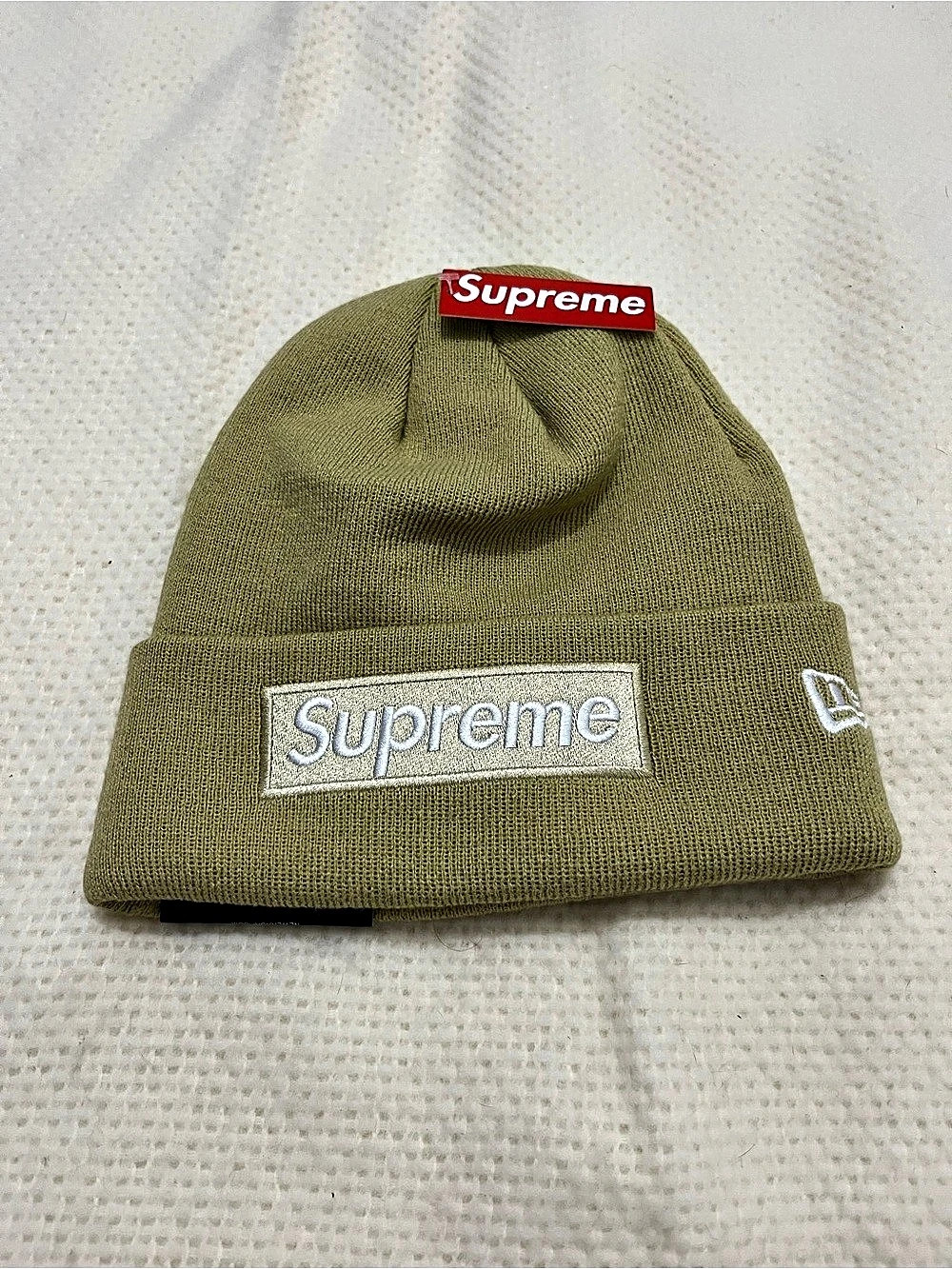 Supreme x New Era Box Logo Beanie Olive Green